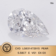 CVD သစ်တော်သီးကိုဖြတ်တောက်ခြင်း 5.58ct အီး VS1 2x Lab Grown Diamond