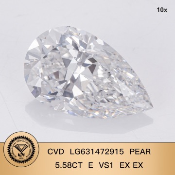 CVD သစ်တော်သီးကိုဖြတ်တောက်ခြင်း 5.58ct အီး VS1 2x Lab Grown Diamond