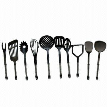 10pcs Nylon Kitchenware Set with Tube Handle, 25-33cm Length, 6.3-11.5cm Width