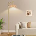 Green glass lampshade adjustable height floor lamp