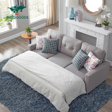 Modern Luxury L-Shaped Velvet Sofa Bed with Pull-Out Feature