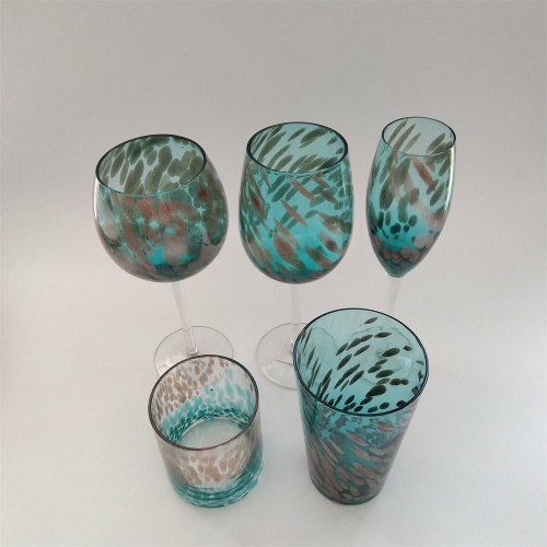 Factory price swirled blue and gold glass drinkware