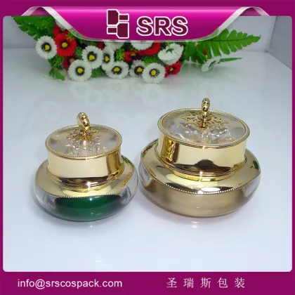 SRS plastic acrylic 15g 30g 50g golden crown container for skin care