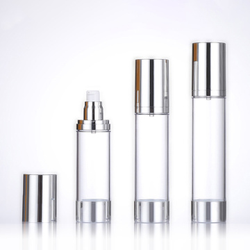 Silver plated cosmetic packaging lotion bottle with airless