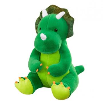 Green Sitting Triceratops Dinosaur Plush Toy