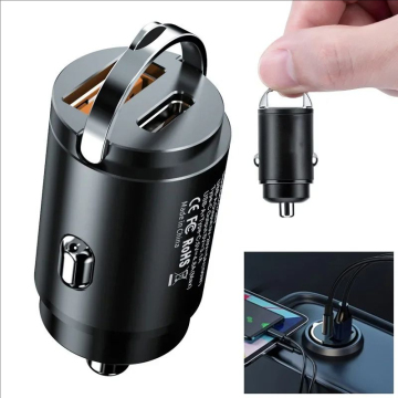2in1 100W Fast Car Charger with Type-C PD and USB for Quick Mobile Charging