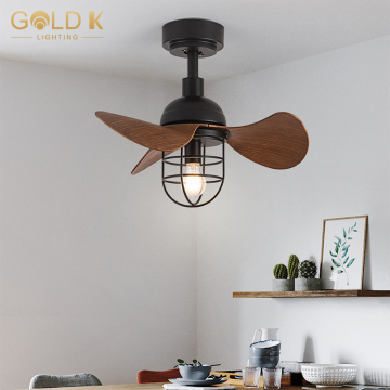 American Style Small LED Lamp Ceiling Fan with Copper DC Motor for Bedrooms