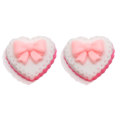 17mm Cartoon Heart Cookies With Bowknot Decoration Food Play DIY Biscuit Children Hair Ornament Resin Charms For Decoration