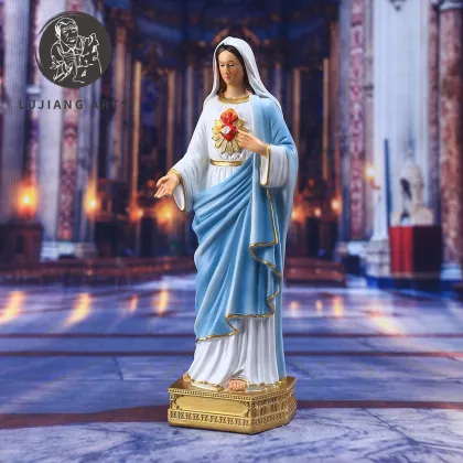8-inch Catholic Immaculate Heart of Mary Statue: Resin Sculpture for Decoration and Religious Gift