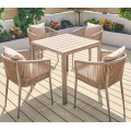 Transferred Print Aluminum Plastic Wood Square Outdoor Table