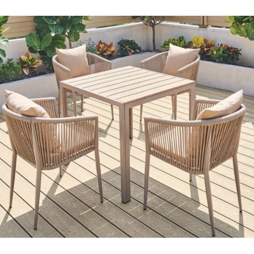 Transferred Print Aluminum Plastic Wood Square Outdoor Table