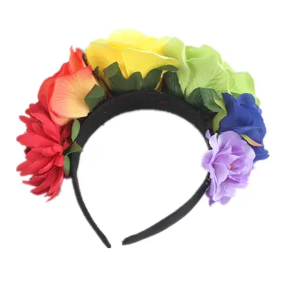 Mexican Floral Headband - Day of the Dead Headband, Rose Flower Crown, Costume Accessory
