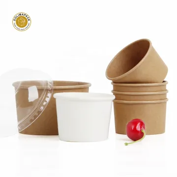 Disposable Cardboard Ice Cream Container: 16oz Paper Frozen Dessert Cup with Lid