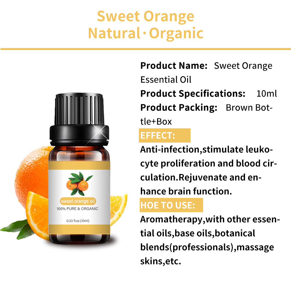 Aceite esencial de naranja dulce orgánica antihrirle hidratante