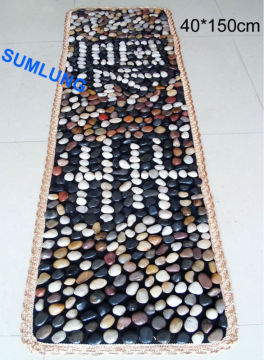 Pebble Foot Massage Mat 40*150mm Chinese Character Happiness blanket Smooth Colorful Natural Stone