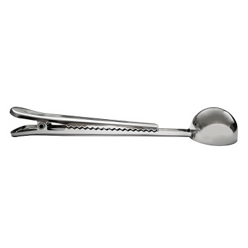 2-In-1 Silver Stainless Steel Coffee Scoop With Clip