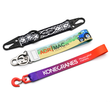 Polyester Wristlet Personalized Short Lanyard Keychain