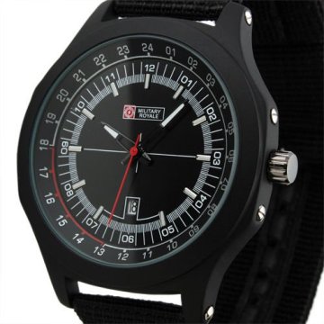 Brand New Mens Aiator Style Military Black Fabric Band Quartz Army Watch MR072