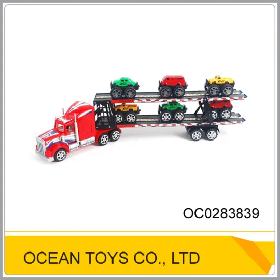 Plastic friction container toy tanker truck with 6 cars OC0283839