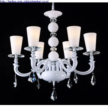 White Lamp Cups Crystal Chandelier Lighting KD3006-6