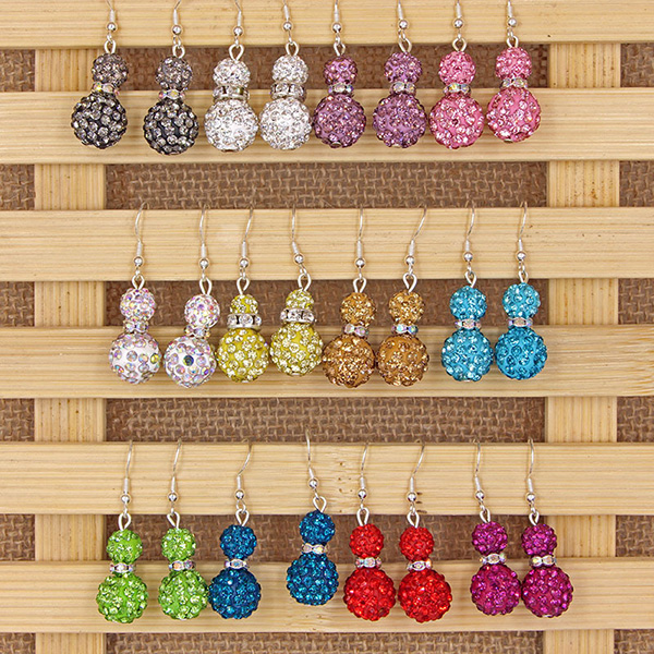 Double Beads Shamballa Earrings