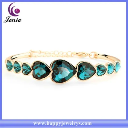 18k white gold plated bracelet multi color Austrian crystal love bracelet ( YWH5060-5)