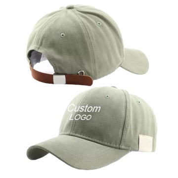 Custom Logo 6 Panel Dad Hats with Leather Strap for Men and Women