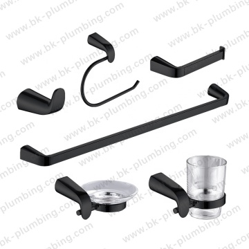 Matte Black Zinc Bathroom Accessory Set - 6 Pcs