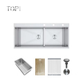 Large Undermount Workstation Double Bowl SUS304 Stainless Steel Nano Multifunction Kitchen Sink with Three Holes - High-Quality