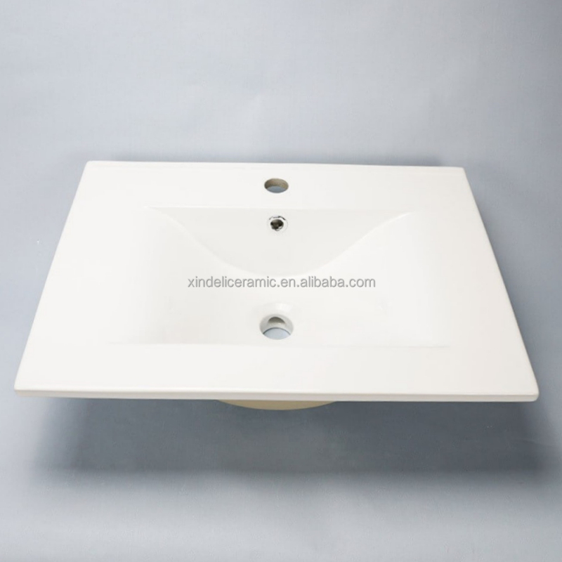 White Ceramic Modern Counter Top Solid Surface Cabinet Sink Basin