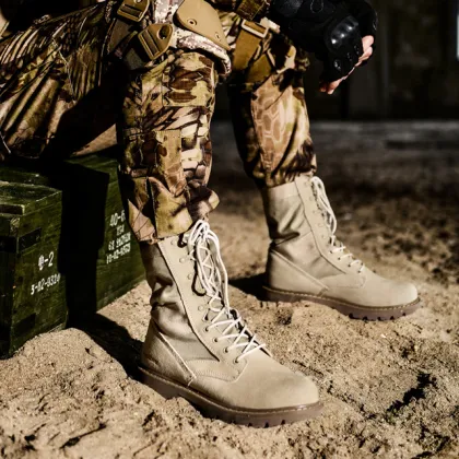 Mens Leather Military Boot Combat Ankle Boots