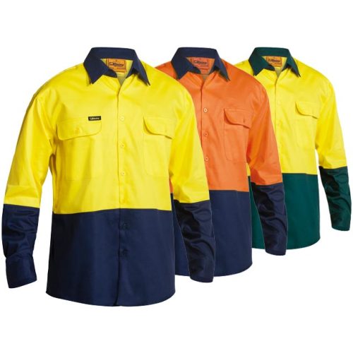 Hi Vis Cotton Drill Long Sleeve Shirt