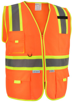 Reflection contrasting vest with pockets D-ring