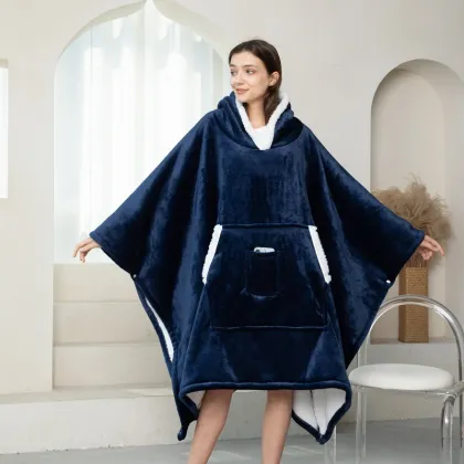 Oversized TV Blanket Hoodie - Fleece Blanket with Sleeves for Men and Women