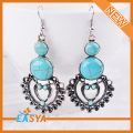 Classic Accessories piedras turquesa redonda doble corazón pendientes