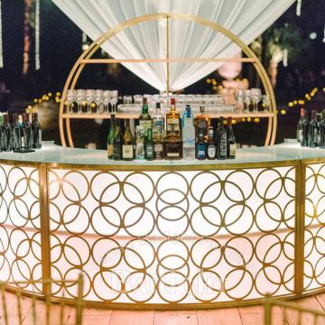 Bailight Custom Half Moon Glass Top Metal Bar Counter