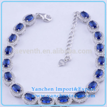 Latest Wholesale Jewelry Oval Cut Sapphire CZ Diamond Fashion Tennis Bracelet