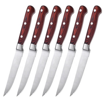 JHY High-Quality Wooden Handle Stainless Steel Steak Knife Set: Perfect for Restaurants