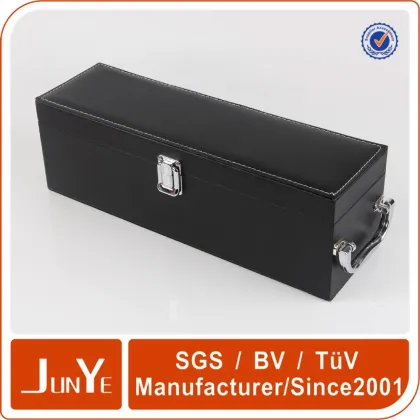 high end black leather one bottle wine packaging box