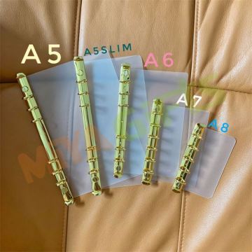 Gold Metal A5A6A7A8 Ring Planner with Transparent Frosted Dividers