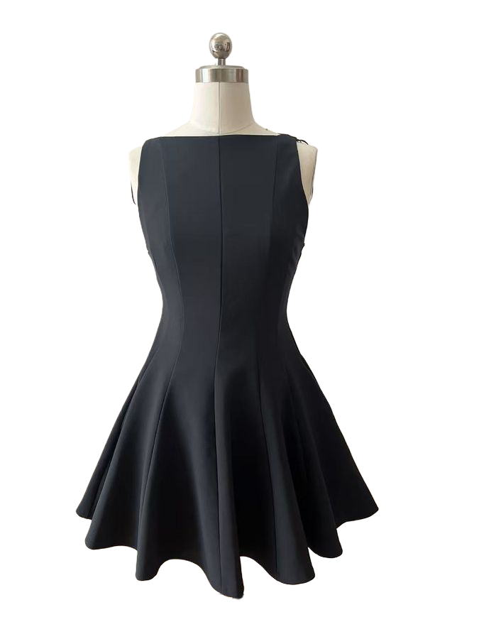 Sleeveless Mini Dress With Round Neckline