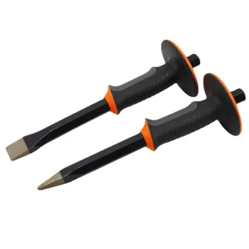 Professional Eco-Friendly Rubber-Handled Masonry Chisels with Chrome Vanadium Alloy Steel: Flat Pointed Chisels for Durable Stone and Brick Work