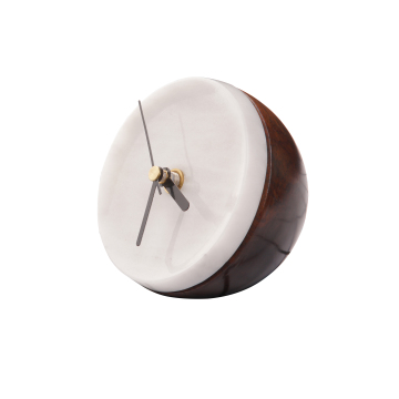 Huaxu Luxury European Antique Style Pineal Shape Marble Stone Table Bedside Clock