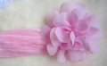 Veck brett Satin pannband hårtillbehör, Chiffon blomma + pannband