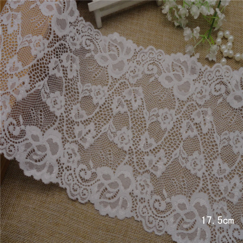 White Color Embroidery Lace Trimming, Fashion Fabric Elastic Lace