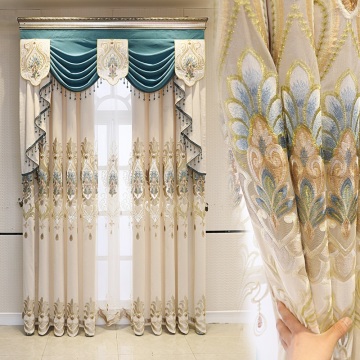 Luxury Blue Chenille Curtain Fabric for the Living Room - European Elegance