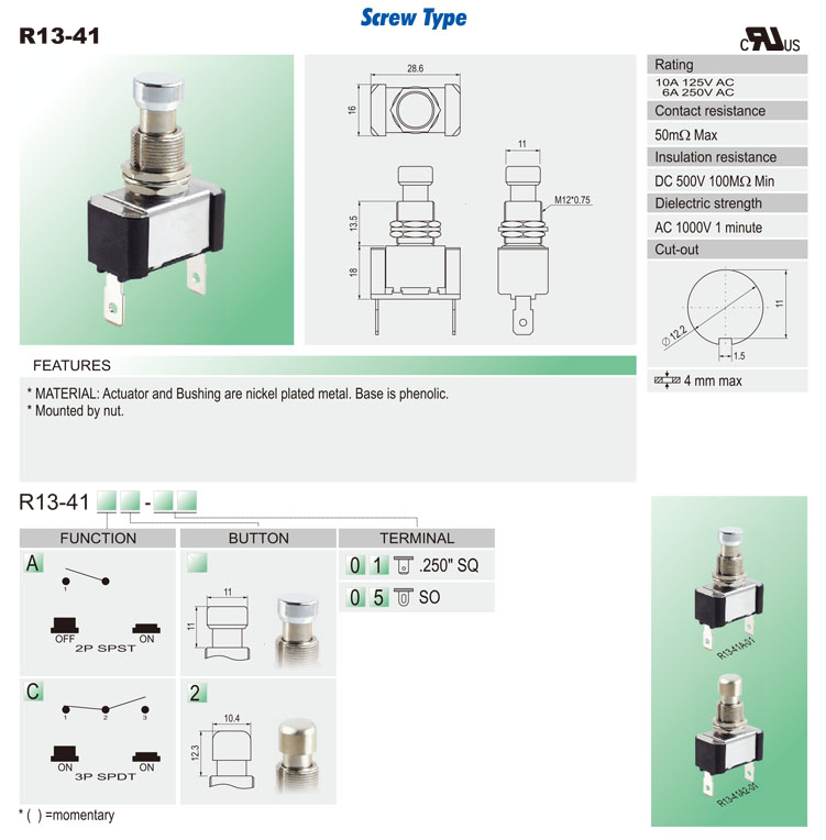 Automotive Push Button Switches