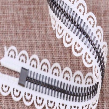 10 Inch separating zipper with pretty lace edge