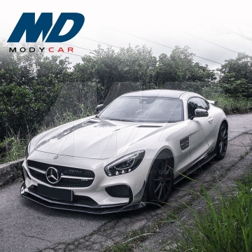 REVOZPORT Carbon Fiber Front Bumper Canards for 2015-2016 MERCEDES BENZ AMG GT