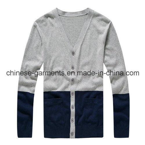 Wholesale Fashion Contrast Color Button Men Cardigan Sweater